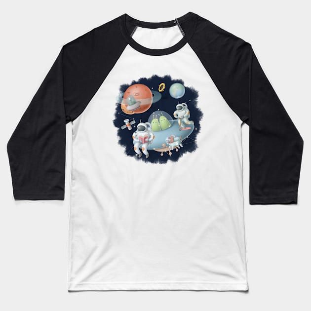 Astronauts in space. Baseball T-Shirt by CaptainPixel